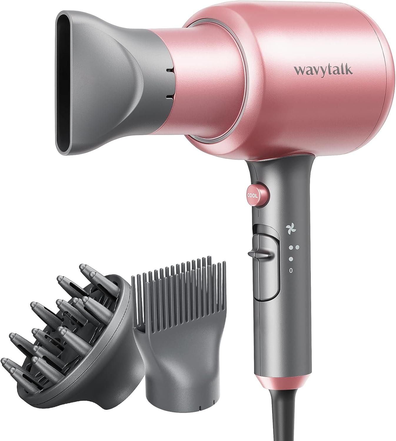 CONFU Ionic Blow Dryer 1600W, Portable Lightweight Fast Drying Negative Ion Hairdryer Blowdryer, 3 Heat Settings & Infinity Speed, with Diffuser and Concentrator Nozzle for Home & Travel