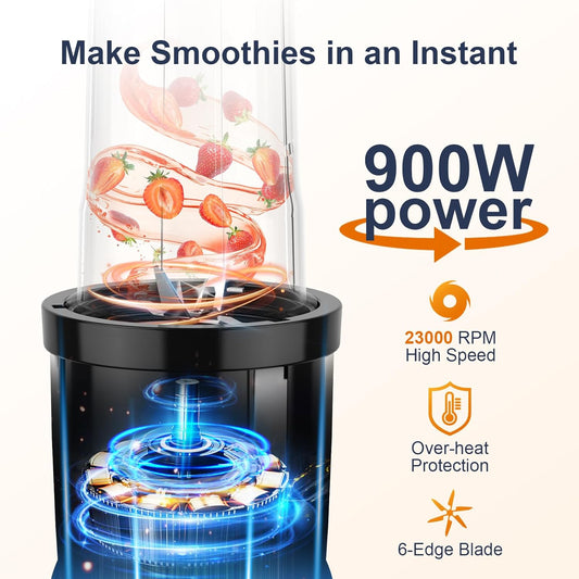 KOIOS Smoothie Blender with 2 No-Bpa Portable Blender Cups