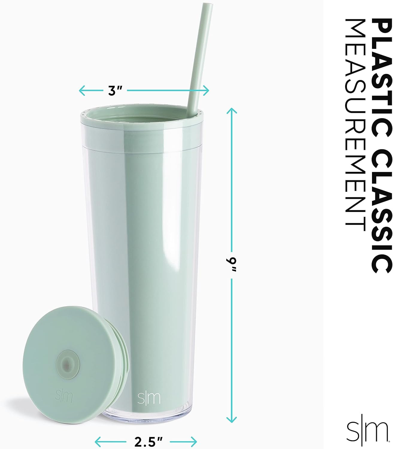 Simple Modern Plastic Tumbler with Lid and Straw | Reusable BPA Free Iced Coffee Cups Double Wall Smoothie Cup | Gifts for Women Men Him Her | Classic Collection | 24Oz | Seaglass Waves