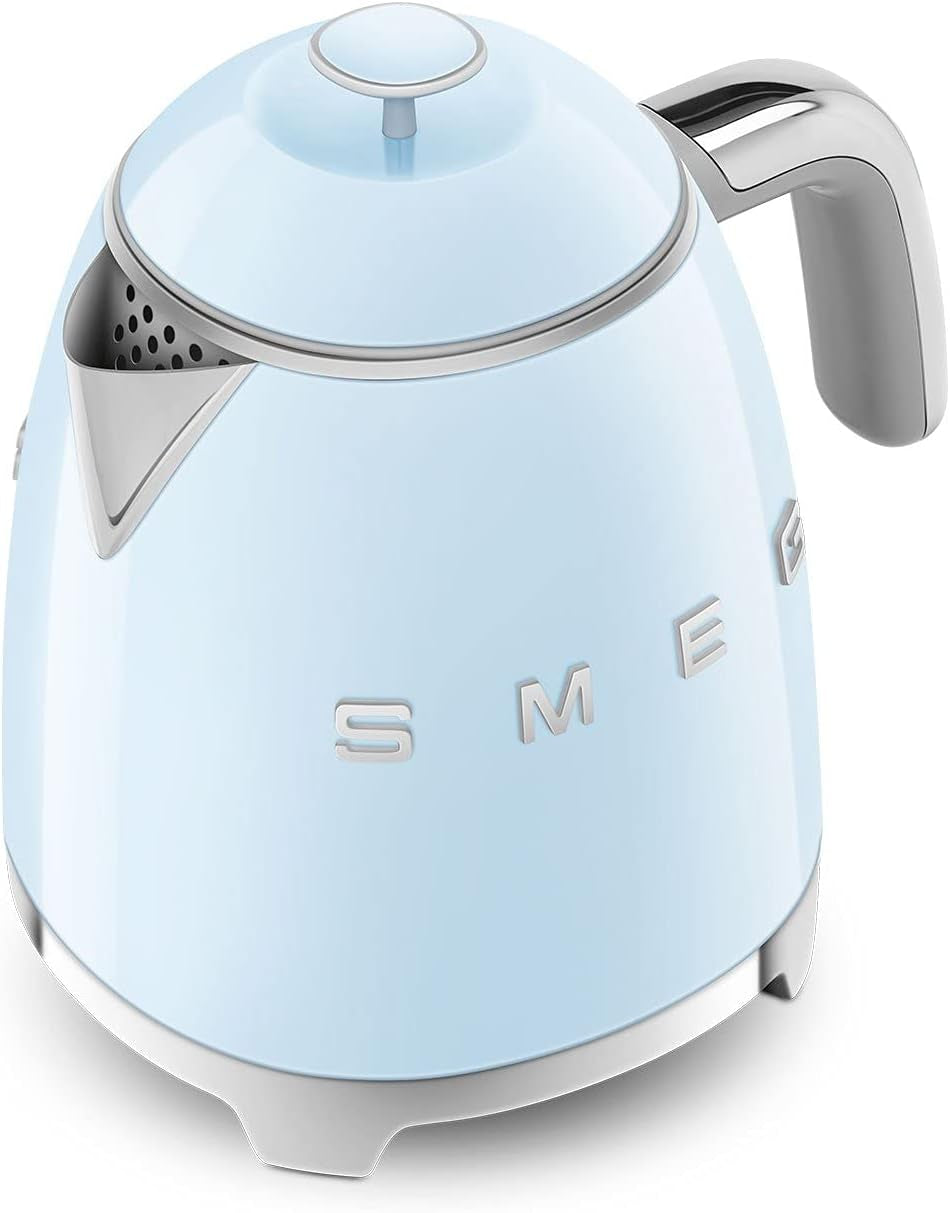 SMEG Mini 50'S Retro Style 3 Cup Electric Kettle with Double Wall anti Slip Base and Water Level Indicator (Pastel Blue)