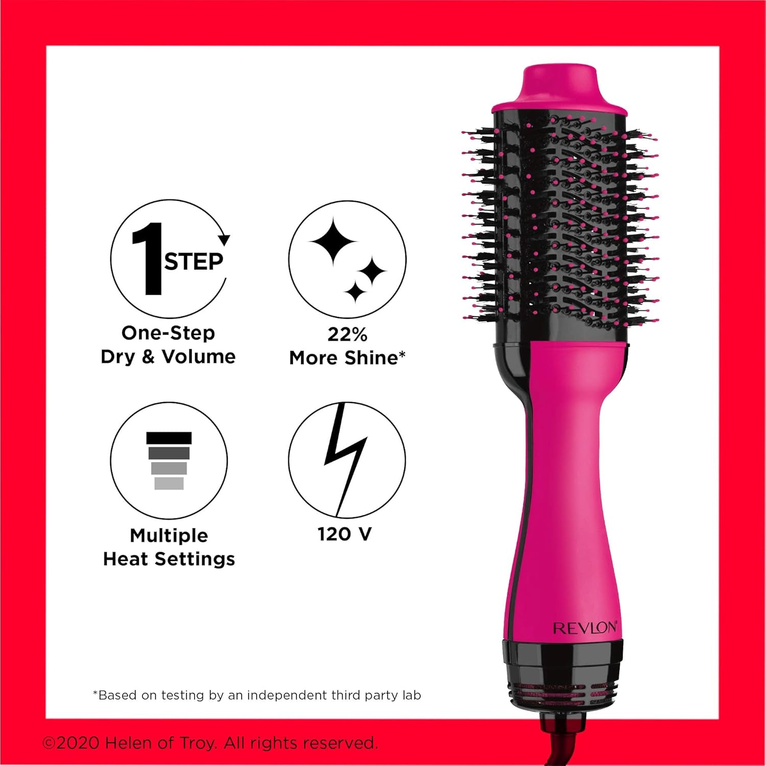 Revlon Revlon One-Step Hair Dryer and Volumizer Hot Air Brush, Pink, 1 Count