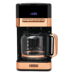 HADEN Quintessential Brew 12 Cup Coffee Maker Cedar Black & Copper