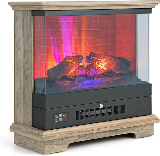 SIMOE Electric Fireplace 3D Flame & 7 Flame Colors Overheat Protection & Remote Control & Timer