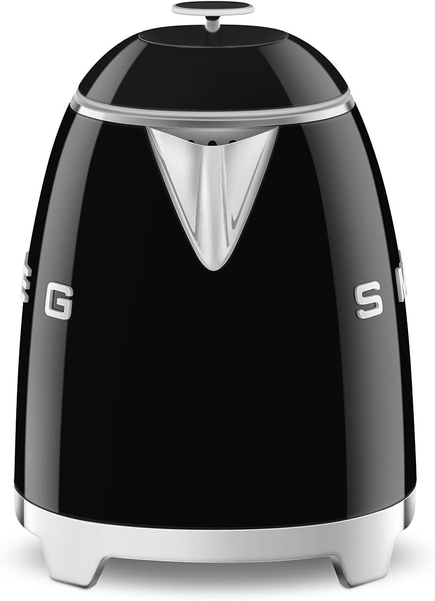 SMEG Mini 50'S Retro Style 3 Cup Electric Kettle with Double Wall anti Slip Base and Water Level Indicator (Black)