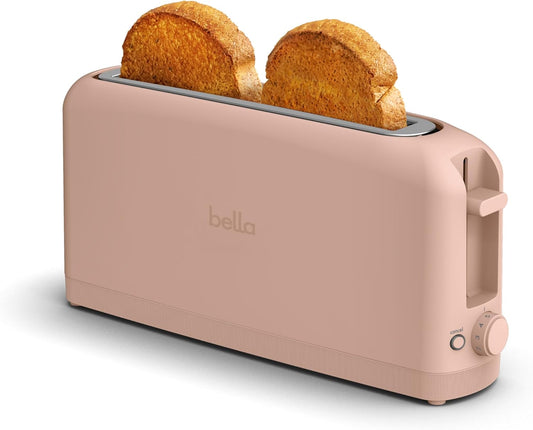 Bella 2 Slice Slim Toaster, Fits-Anywhere™ Kitchenware, 6 Setting Shade Control with Reheat & Cancel Buttons, Removable Crumb Tray, 10” Long Slot, anti Jam & Auto Shutoff, 900 Watt, Blossom