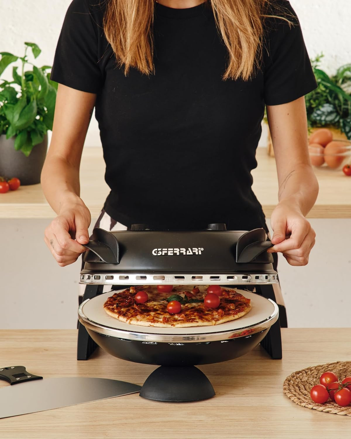 G3 Ferrari Pizza Oven With Adjustable Thermostat 400°C Double Heating Resistance 1200W Black