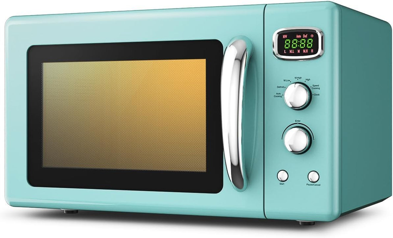 SIMOE Retro Microwave Oven 25L Defrost & Auto Cooking Function LED Display Mint Green