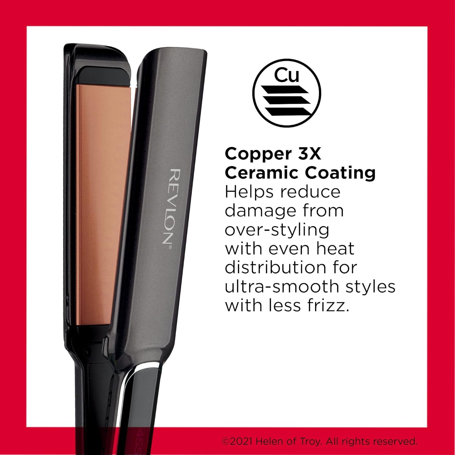 Revlon Copper Smooth Hair Flat Iron | Frizz Control for Fast and Shiny Styles, (XL 1-1/2 In)