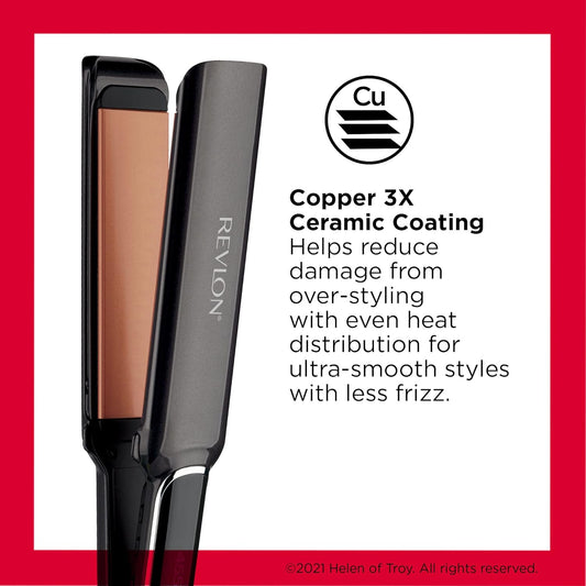 Revlon Copper Smooth Hair Flat Iron | Frizz Control for Fast and Shiny Styles, (XL 1-1/2 In)