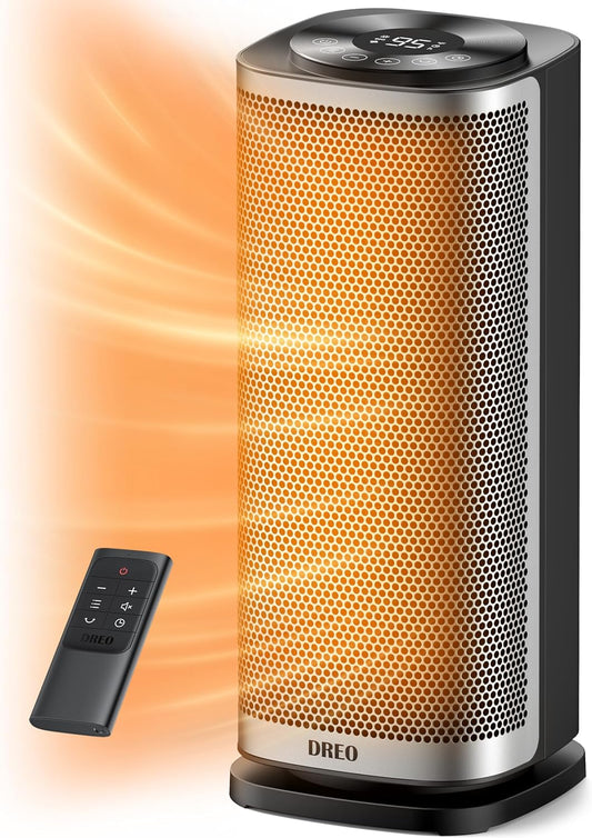 Dreo Space Heaters for Indoor Use Large Room, 70 ° Oscillation, Fast Heating Ceramic Electric with Digital Thermostat, Remote Control, 1-12H Timer, Overheat Protection, Safety Heater for Bedroom