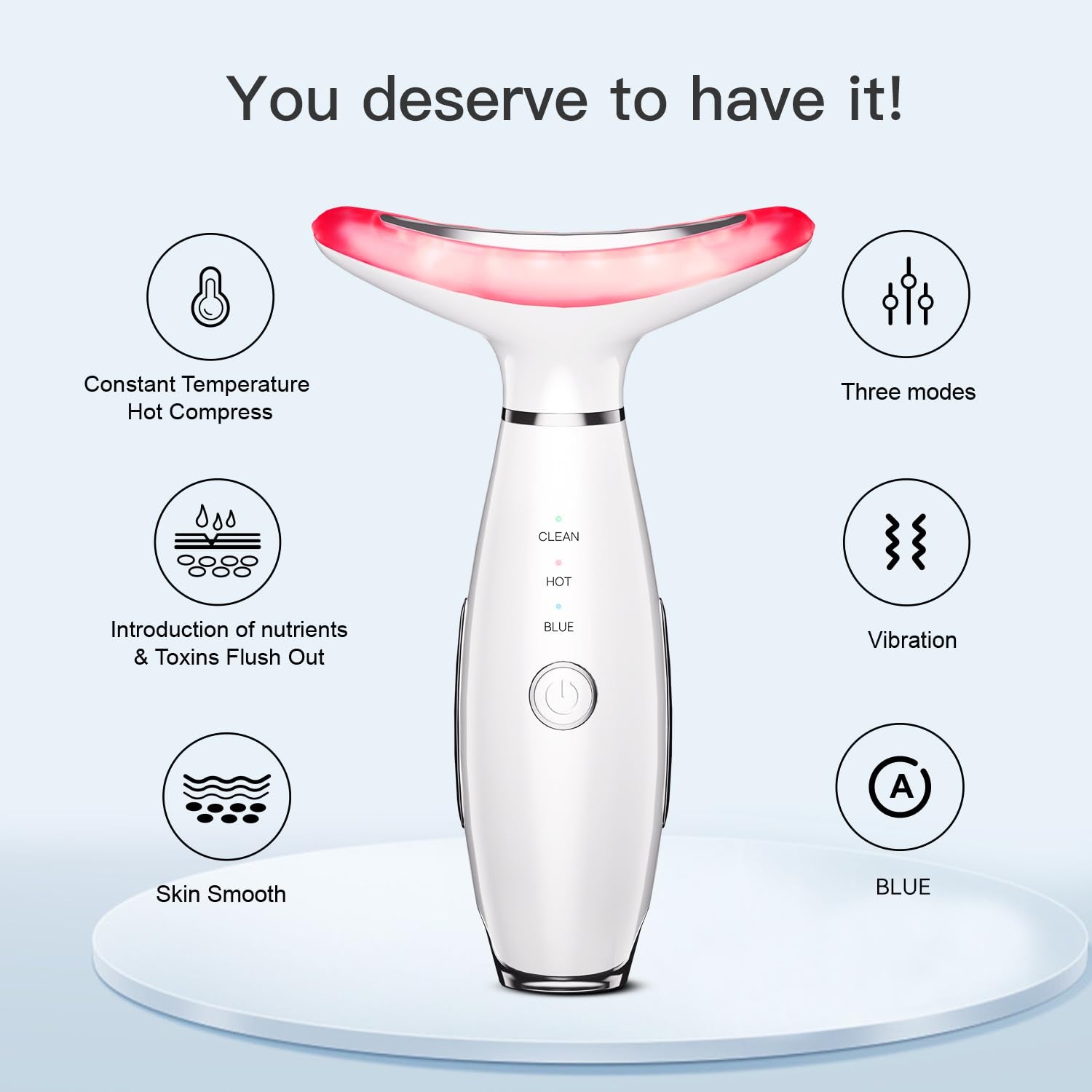 Enarit 3-In-1 Beauty Massager for Face and Neck | Based on Triple Action LED | Thermal and Vibration Technologies for Skin Care