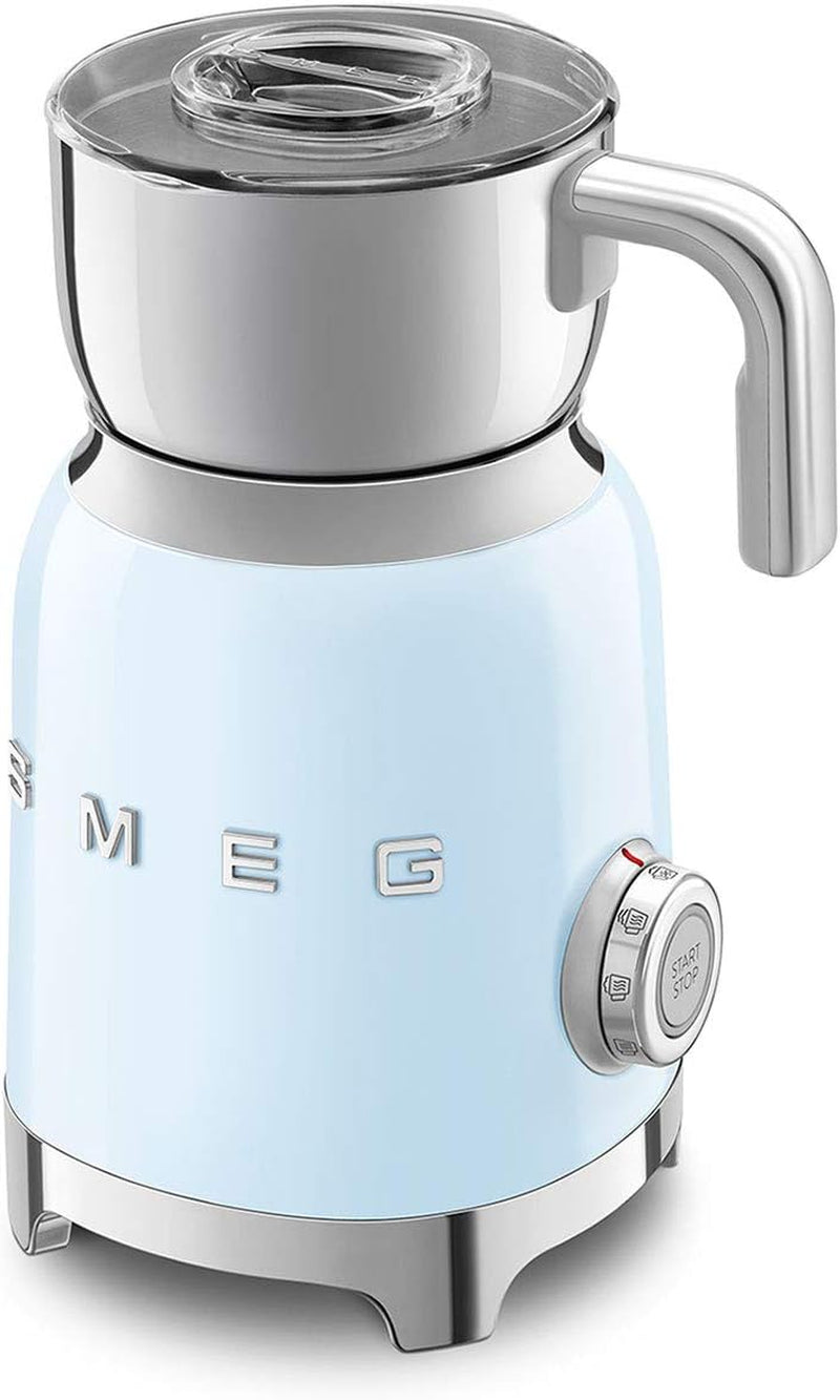 SMEG Retro 50'S Style Milk Frother with 2 Disks 6 Preset Programs Hot or Cold Frothing and Induction Heating (Pastel Blue)