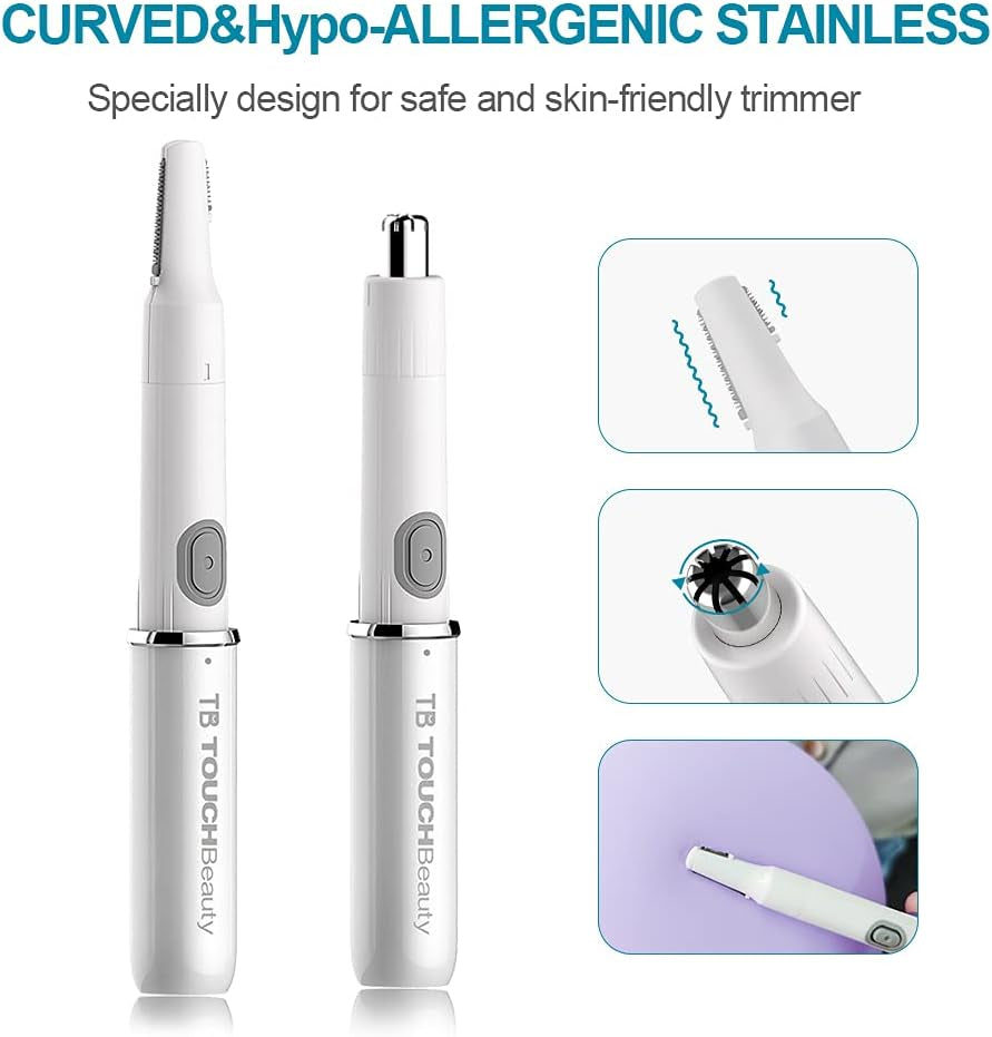 TOUCHBeauty Face Eyebrow Nose Ear Hair Trimmer All-In-One Hair Remover (White)