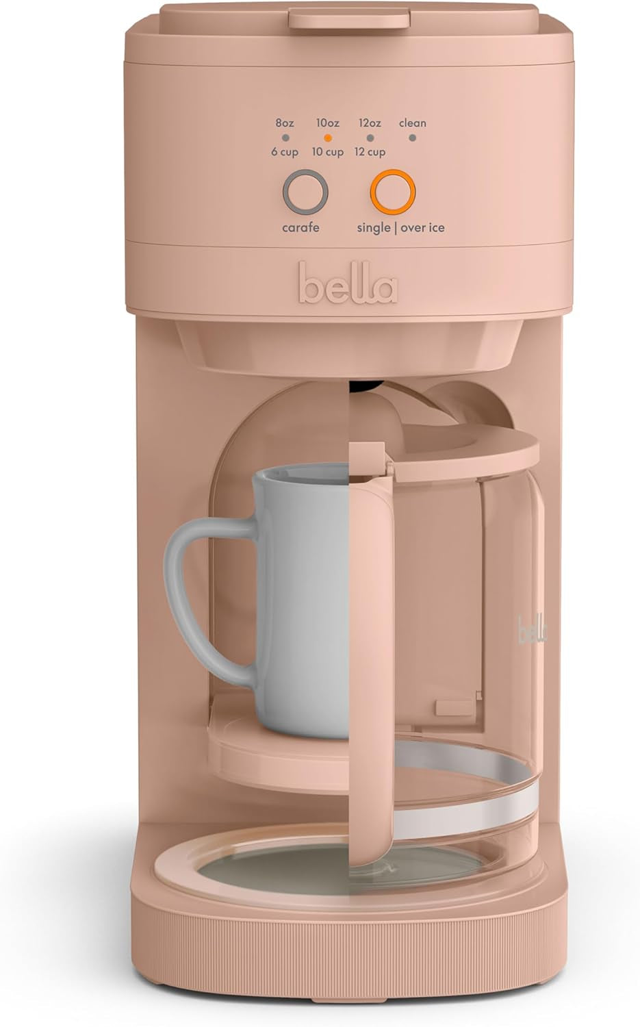 Bella Versabrew 2-In1 Coffee Maker, Fits-Anywhere Kitchenware, Brew 3 Sizes Carafes & Single Serve Cups, Dishwasher Safe Reusable Filter & Filter Holder, Iced Coffee Function, 60Oz Tank, Blossom