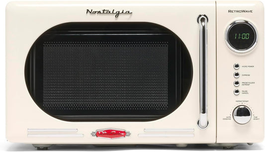 Nostalgia NRMO7IVY6A Retro Cubic Foot 700-Watt Microwave Oven, 0.7 Cu. Ft, Cream