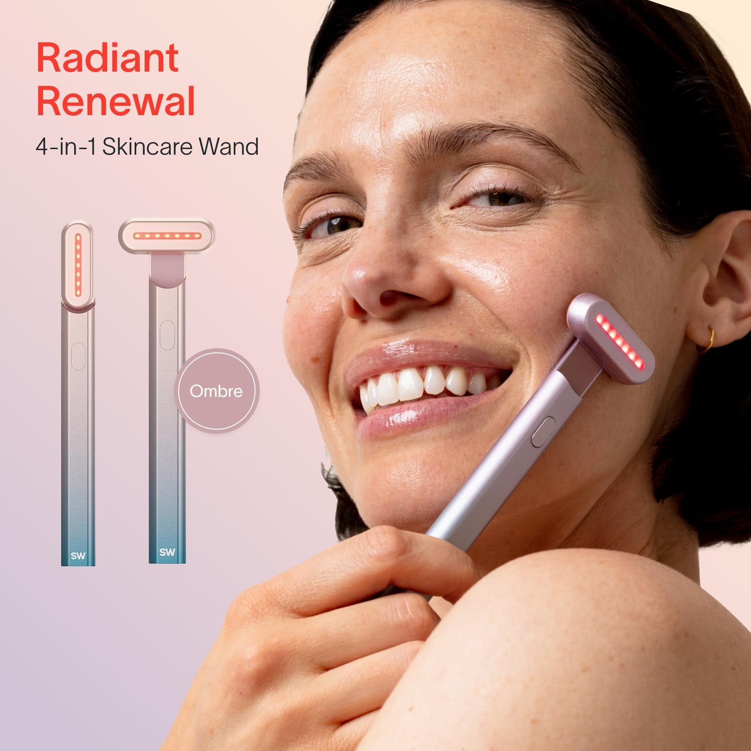 Solawave 4-In-1 Radiant Renewal Facial Wand | Red Light Therapy for Face and Neck| Anti-Aging Wrinkle Reduction