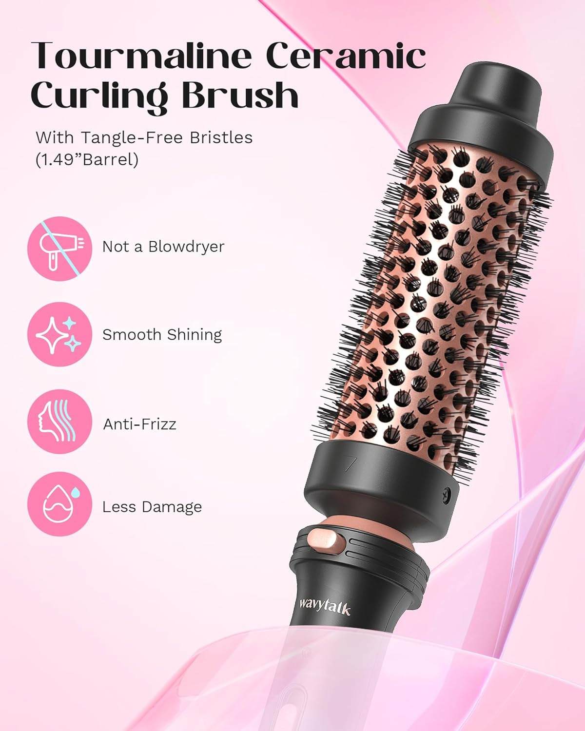 Wavytalk 5 in 1 Curling Iron,Curling Wand Set with Curling Brush and 4 Interchangeable Ceramic Curling Wand(0.5”-1.25”),Instant Heat Up,Include Heat Protective Glove & 2 Clips