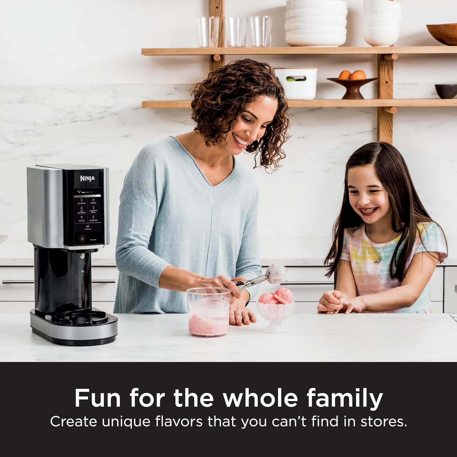 Ninja NC301 Creami Ice Cream Maker, for Gelato, Mix-Ins, Milkshakes, Sorbet, Smoothie Bowls & More, 7 One-Touch Programs, with (2) Pint Containers & Lids, Compact Size, Perfect for Kids, Silver