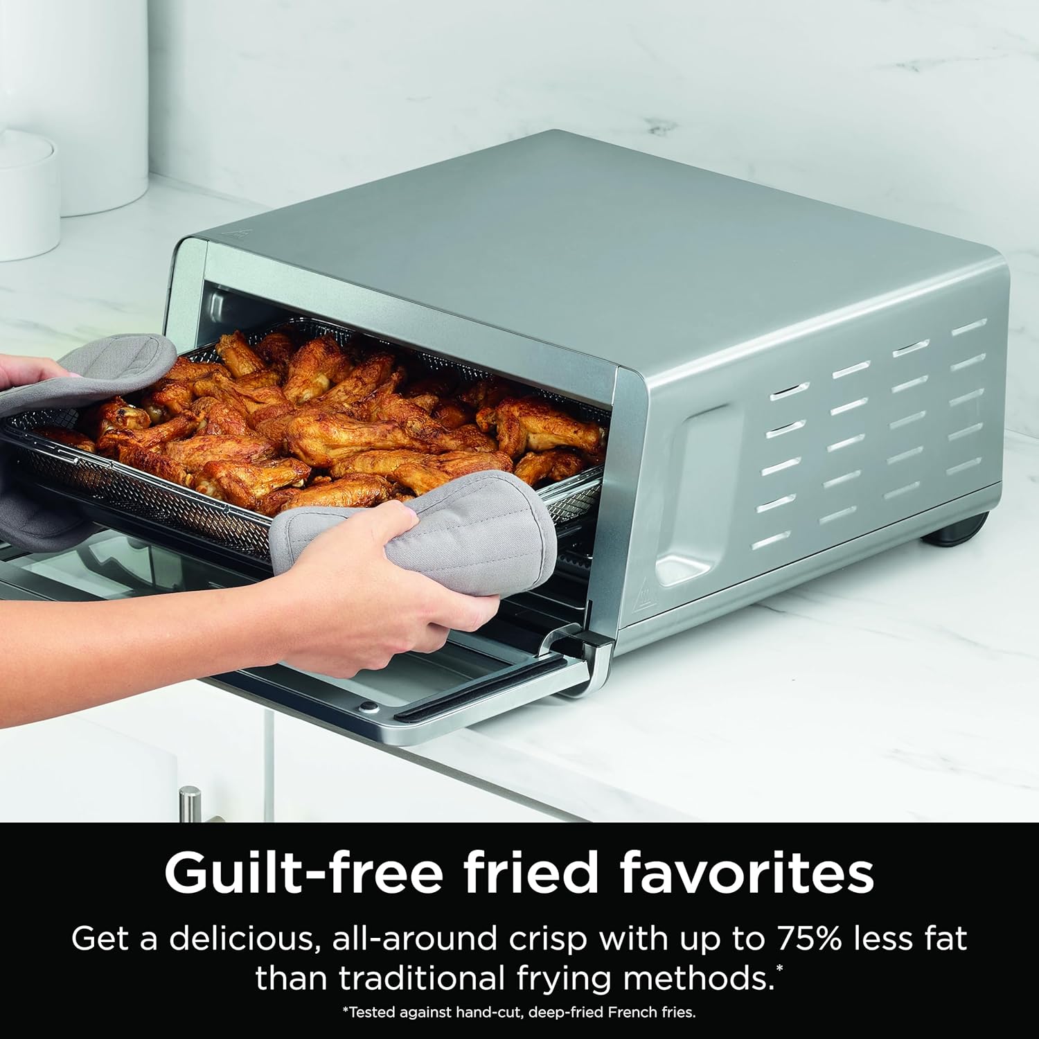 Ninja Flip Toaster Oven&Air Fryer, 8-In-1 Functionality, Flip Up&Away Capability for Storage Space, Largecapacity, Air Fry Basket, Sheetpan, Wire Rack&Removable Crumb Tray, Stainless,1800 Watts, SP151