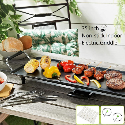 SIMOE Electric Griddle Teppanyaki Grill with Nonstick Surfaces & Adjustable 5 Temperature Setting