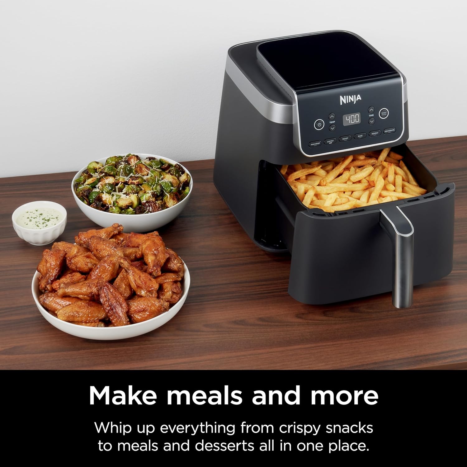 Ninja Air Fryer Pro XL 6-In-1 with 6.5 QT Capacity, Max Crisp, Air Fry, Air Roast, Bake, Reheat, Dehydrate, Max Crisp Technology with 450F, Nonstick Basket & Crisper Plate, Grey, AF181