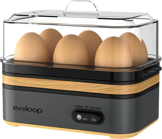 Rapid Egg Cooker Electric 6 Eggs Capacity, Soft, Medium, Hard Boiled, Poacher, Omelet Maker Egg Poacher with Auto Shut-Off, BPA Free