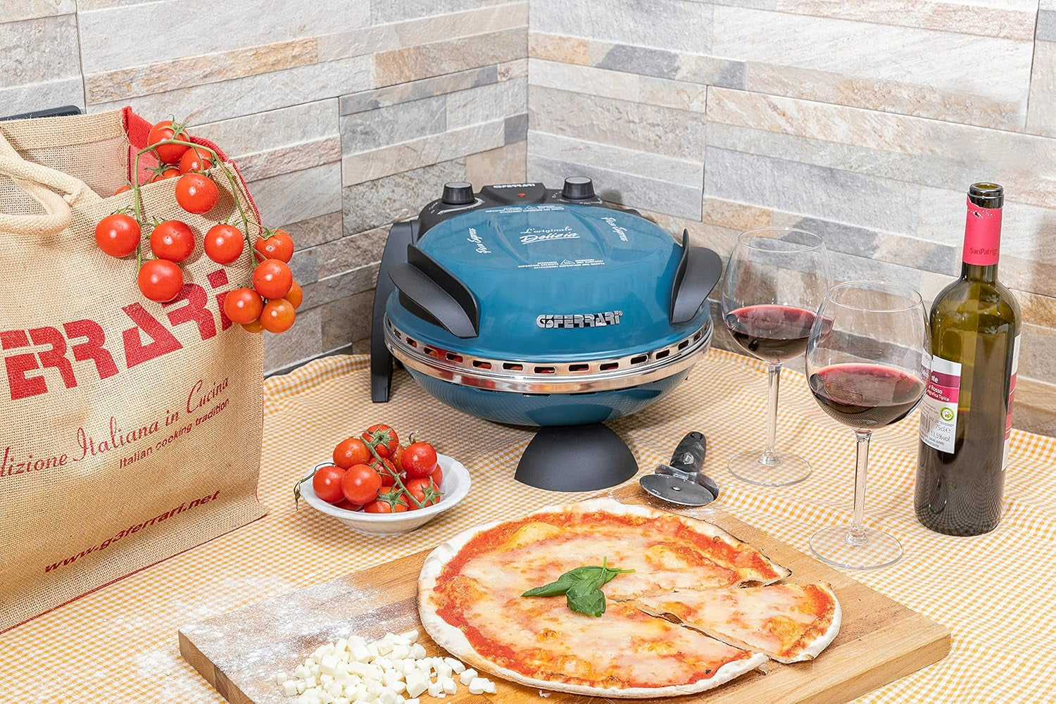 G3 Ferrari Pizza Oven With Adjustable Thermostat 400°C Double Heating Resistance 1200W Blu