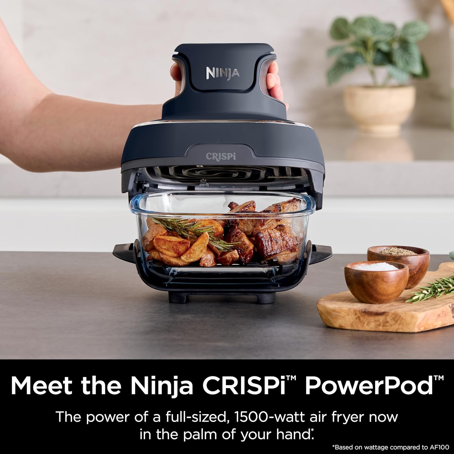 Ninja Crispi Air Fryer, Microwave, Freezer & Dishwasher Safe, Non Toxic Glass Portable Cooking System, 4 QT & 6 Cup Glass Containers with Storage Lids, Easy Meals, Air Fry, Bake, & More Grey, FN101GY