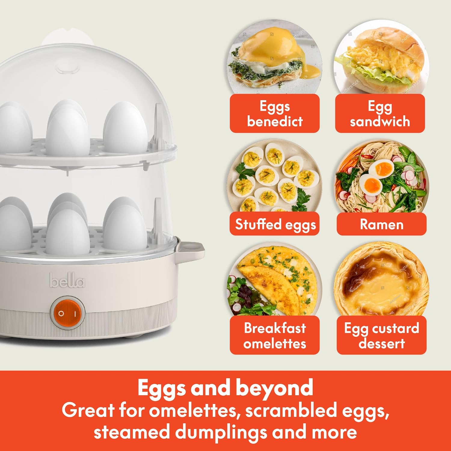 Bella Electric Egg Cooker 14 Eggs Tray Auto Shutoff 360W