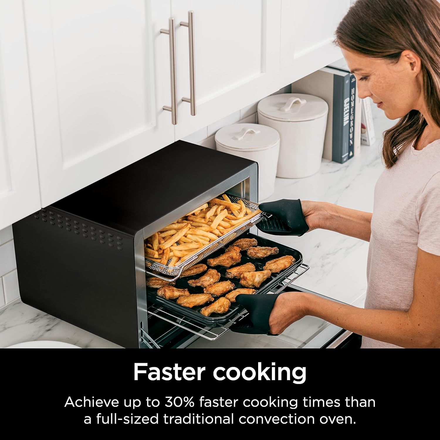 Ninja DT202BK Foodi 8-In-1 XL Pro Air Fry Oven, Large Countertop Convection Oven, Digital Toaster Oven, 1800 Watts, Black, 12 In.