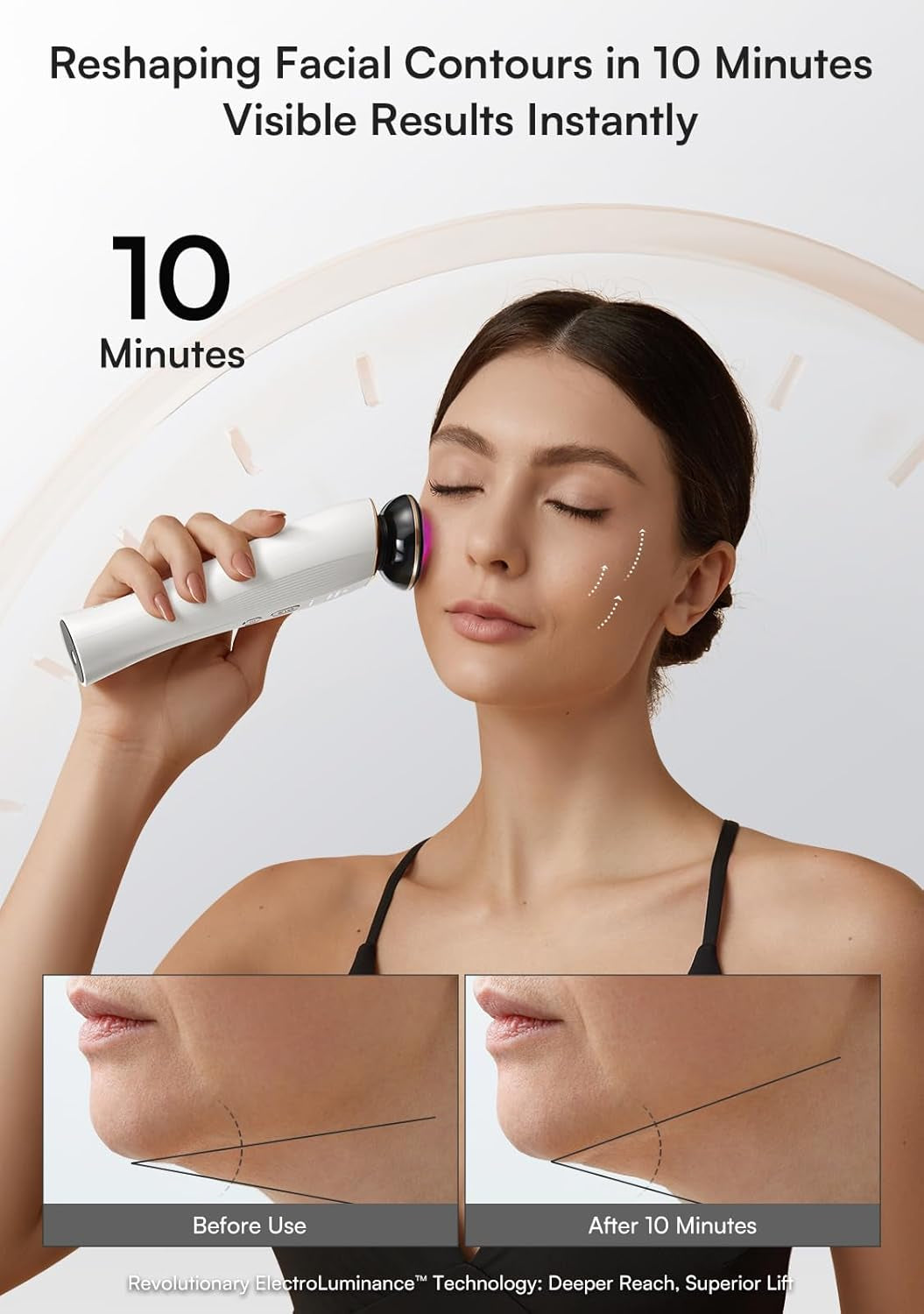 INIA Microcurrent Facial Device 3-In-1 Facial Massager Red Light Effective Wrinkle and Puffiness Reduction