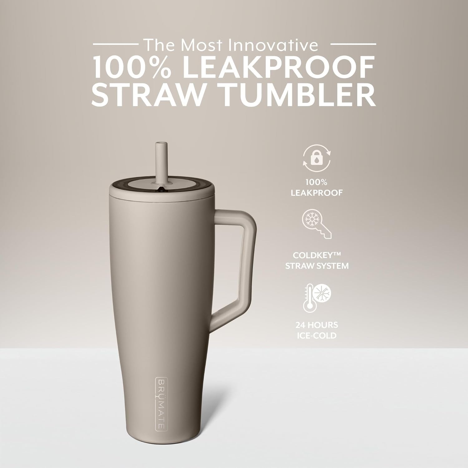 Brümate Era 40 Oz Tumbler with Handle and Straw | 100% Leakproof Insulated Tumbler with Lid and Straw | Made of Stainless Steel | Cup Holder Friendly Base | 40Oz (Mocha)