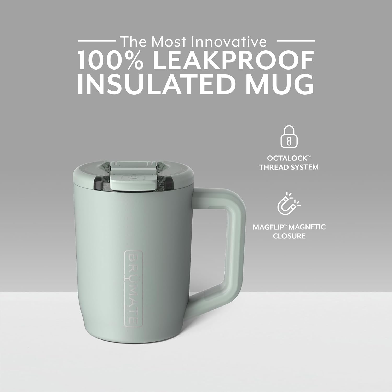 Brümate Müv - 15Oz 100% Leak Proof Insulated Coffee Mug with Handle & Lid - Stainless Steel Coffee Travel Mug - Double Walled Coffee Cup (Sage)