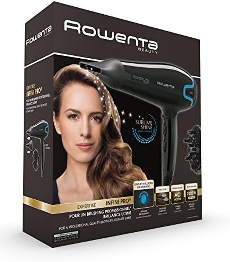 Rowenta Professional Hair Dryer 2 Concentrators 5 Speed/Temperature Combinations 2200W 