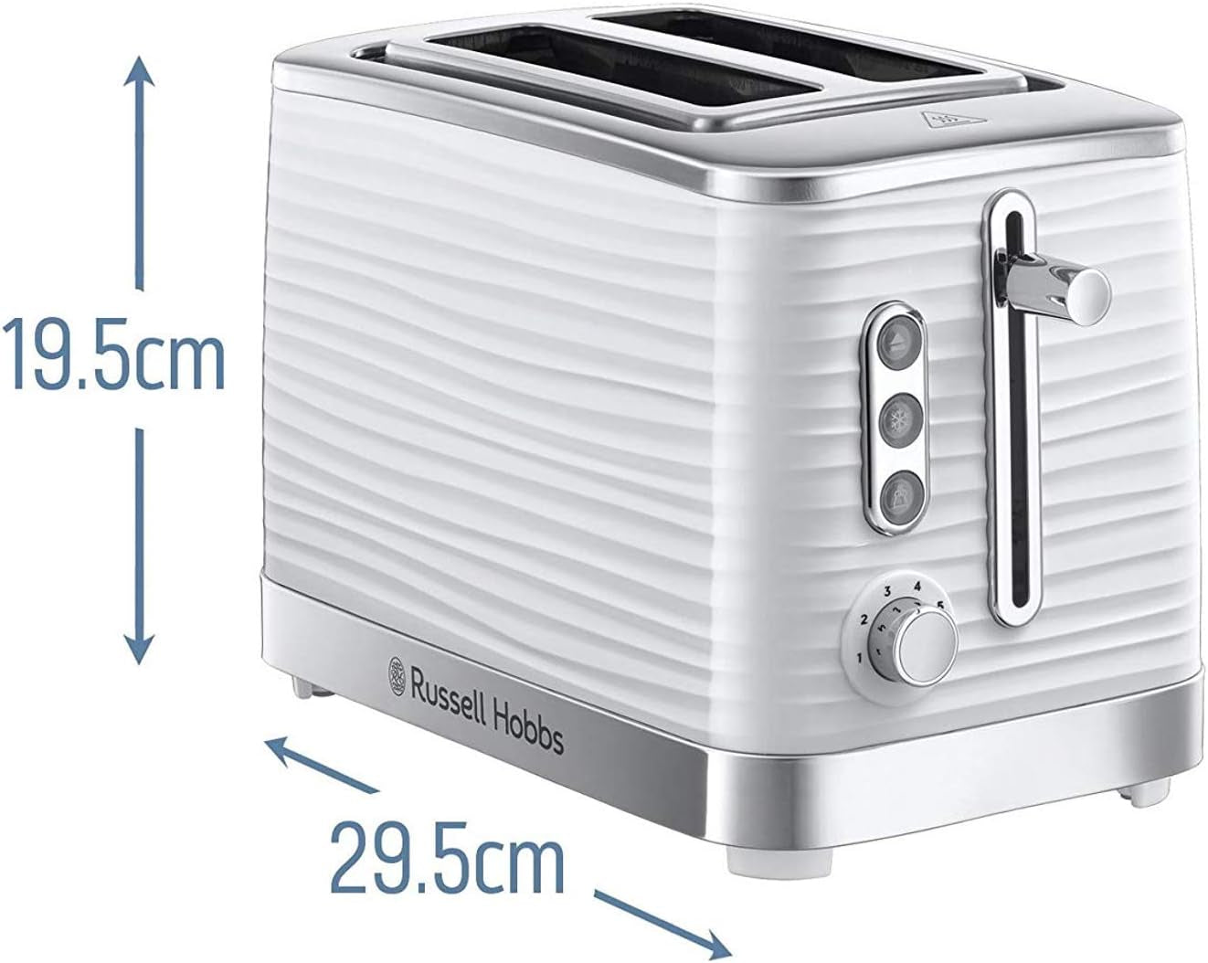 Inspire 2 Slice Toaster (Extra Wide Slots, High Lift Feature, 6 Browning Levels, Frozen/Cancel/Reheat Function with Blue LED Illumination, 1050W, White Textured High Gloss) 24370