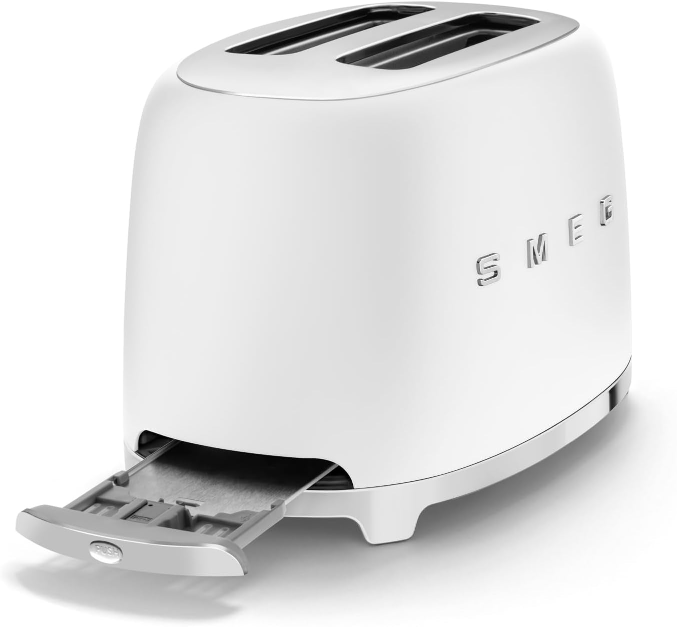 SMEG 2 Slice Toaster with 6 Presets and Defrost Function and Removable Crumb Tray TSF01WHUS, White