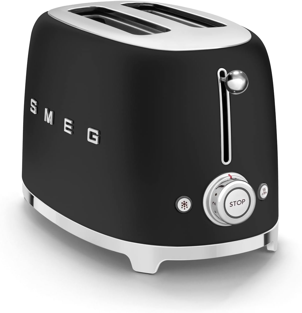 SMEG 2 Slice Toaster with 6 Presets and Defrost Function and Removable Crumb Tray TSF01BLMUS, Matte Black