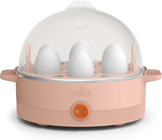 Bella Electric Egg Cooker, 7 Eggs Capacity Tray, Single Stack, for Poached, Scrambled, Hard, Medium & Soft Boiled Eggs, Omelets and Steamed Dumplings, Auto Shutoff, 360 Watt, Blossom