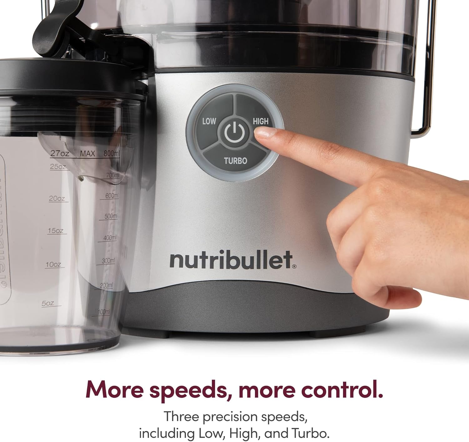 Nutribullet Juicer Pro Centrifugal Juicer Machine for Fruit, Vegetables, and Food Prep, 27 Ounces/1.5 Liters, 1000 Watts, Silver, NBJ50200