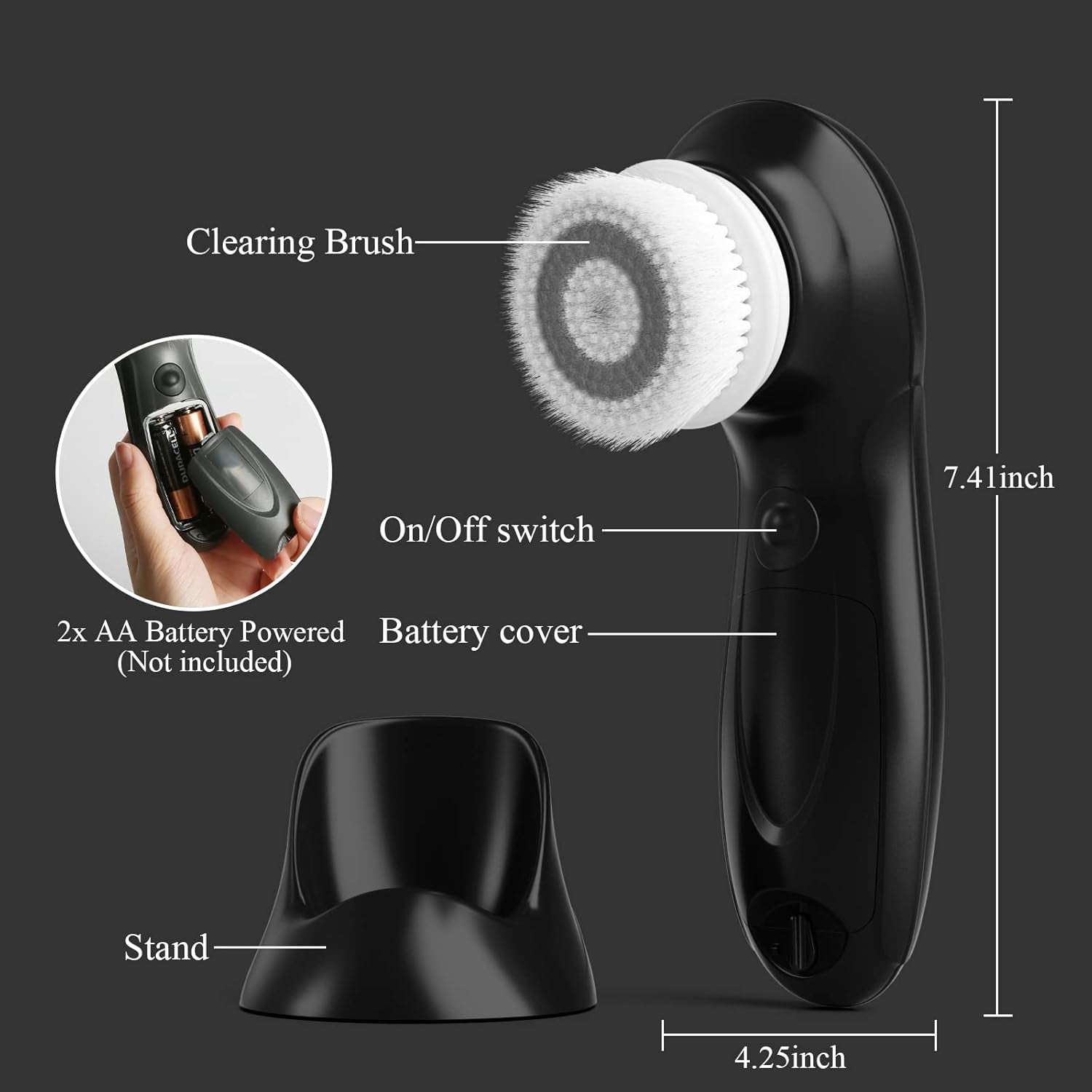 Touchbeauty Facial Cleansing Brush with Advanced PBT Bristles Spin Brush & Stand | Dual Speed Waterproof