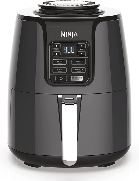 Ninja Air Fryer, Roast, Bake, Air Fry, Roast, Broil, Reheats, & Dehydrates, 4-In-1, Fries, Frozen Food, Veggies, and Juicy Meat, Less Oil, Easy Meals, Healthy Meals, Compact, 4 QT, Grey, AF101