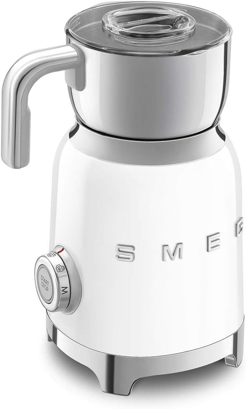 SMEG Retro 50'S Style Milk Frother with 2 Disks 6 Preset Programs Hot or Cold Frothing and Induction Heating (White)