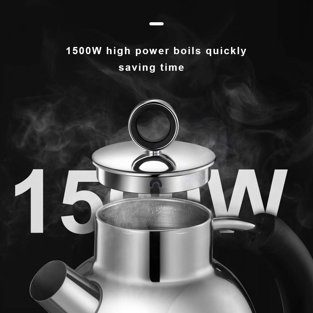 ASCOT Electric Kettle, Electric Tea Kettle Hot Water Kettle Stainless Steel Kettle 1.5L 1500W Tea Heater & Boiling Water, Auto Shut-Off and Boil-Dry Protection (Polished Silver)