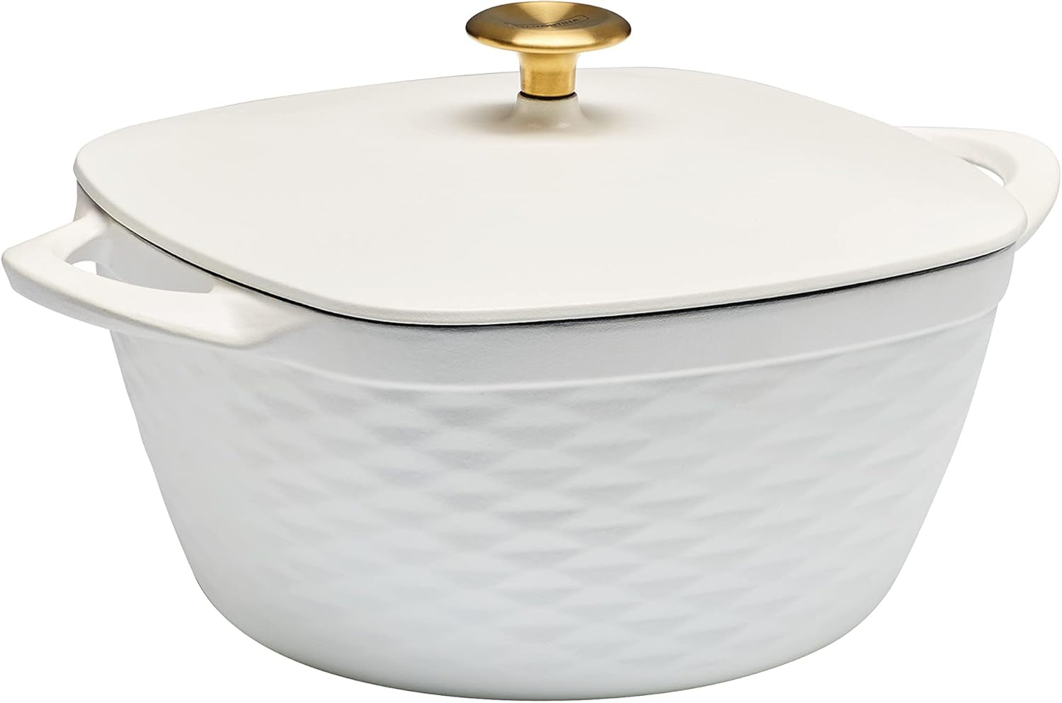 Prisma 7 Qt Enameled Cast Iron Covered Square Dutch Oven (White)