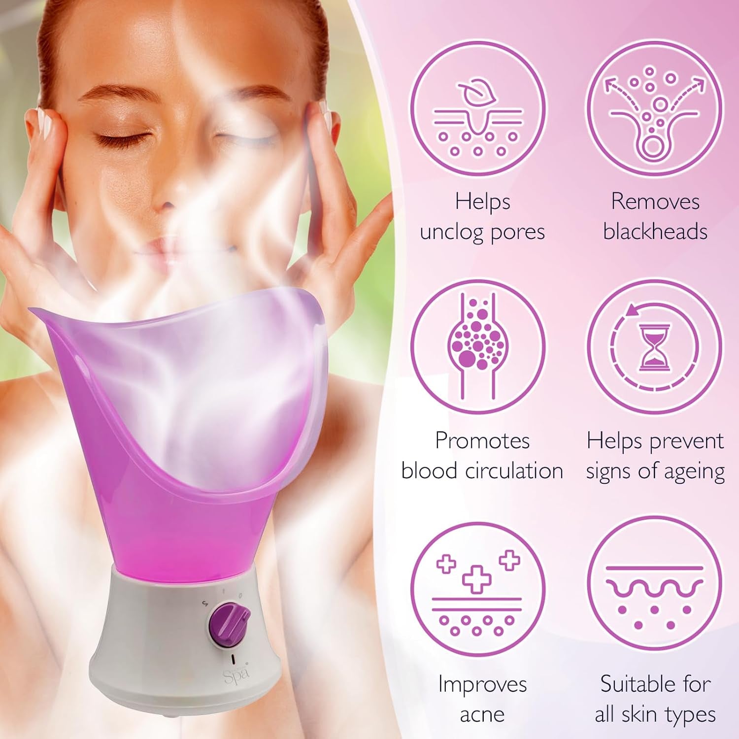 Sensio Spa Facial Steamer & Nasal Inhaler with Aromatherapy Pod & 4 Piece Beauty Tools Set