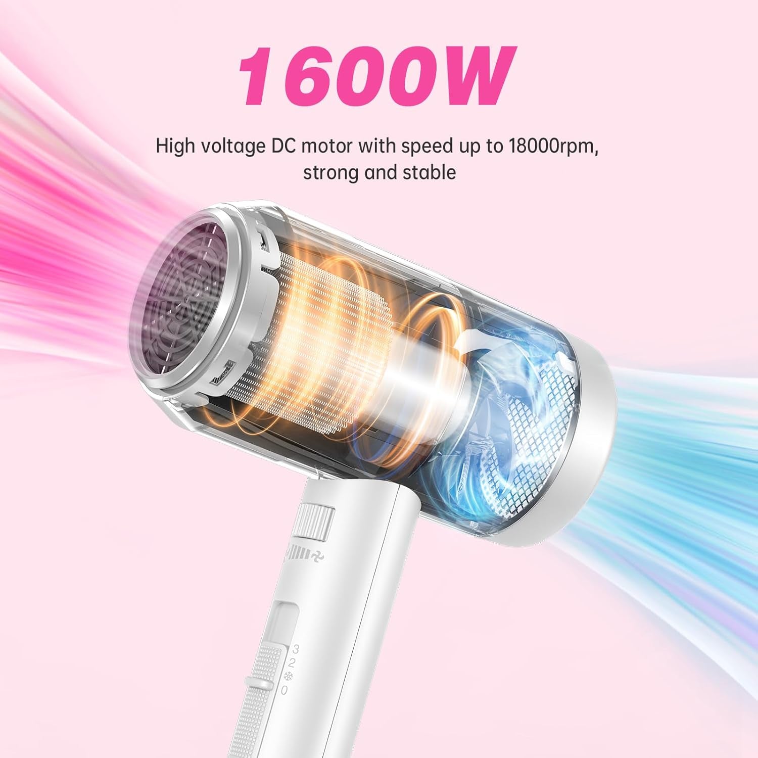 Hair Dryer with Diffuser, CONFU Blow Dryer for Curly Hair for Women Men, 21000PRM Travel Hair Dryer, Portable Lightweight Fast Drying Negative Ion Hairdryer for Home & Travel