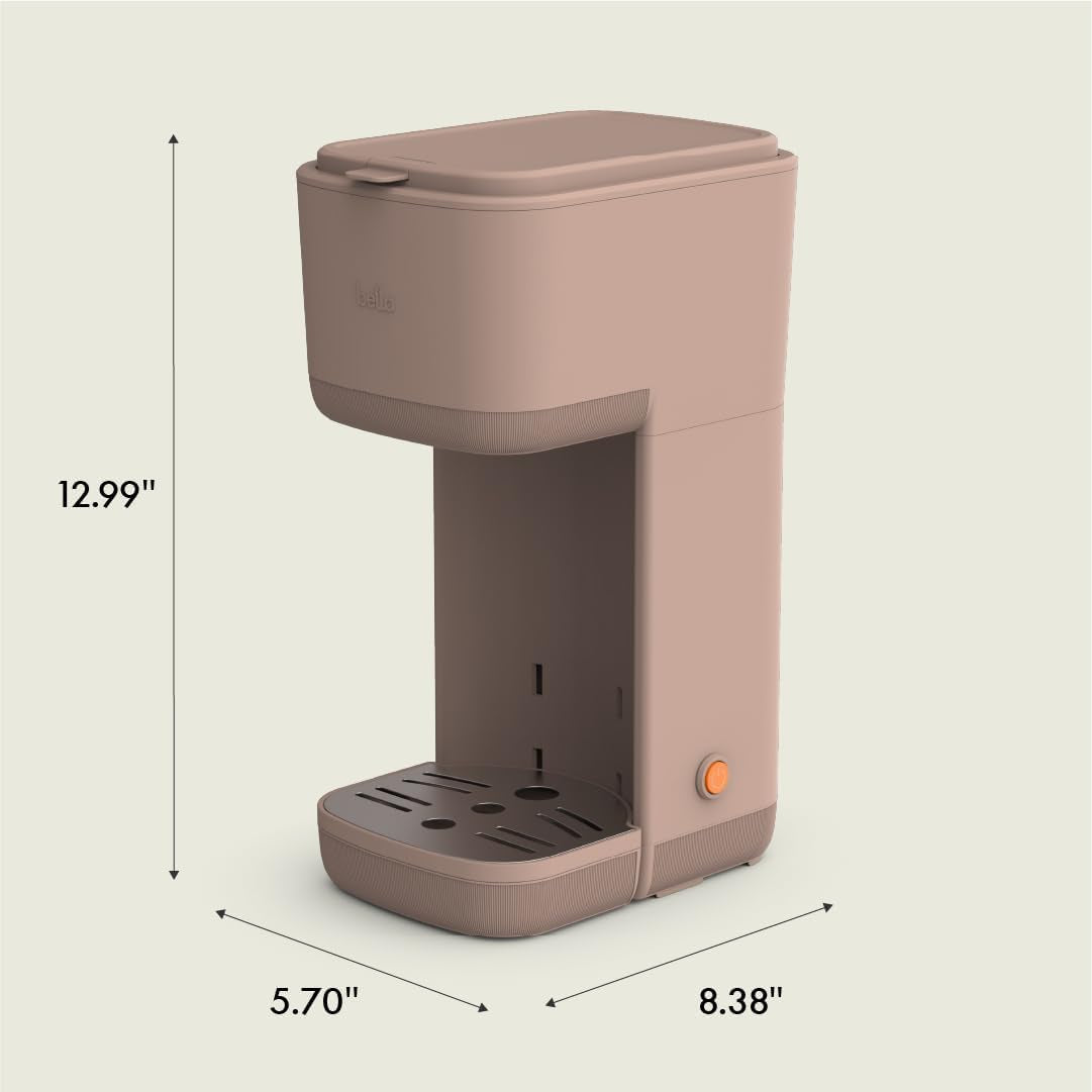 BELLA Single Serve Coffee Maker, K Cup & Coffee Ground Compatible with Removable, Adjustable Drip Tray, Auto Shutoff & Reusable Dishwasher Safe Accessories, Brews 6Oz to 14Oz, 1000 Watt, Blossom