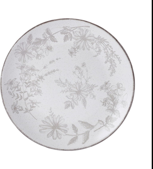 Pfaltzgraff Enchanted Bloom Floral Grey 12 Piece Dinnerware Plate Bowl Set, Service for 4