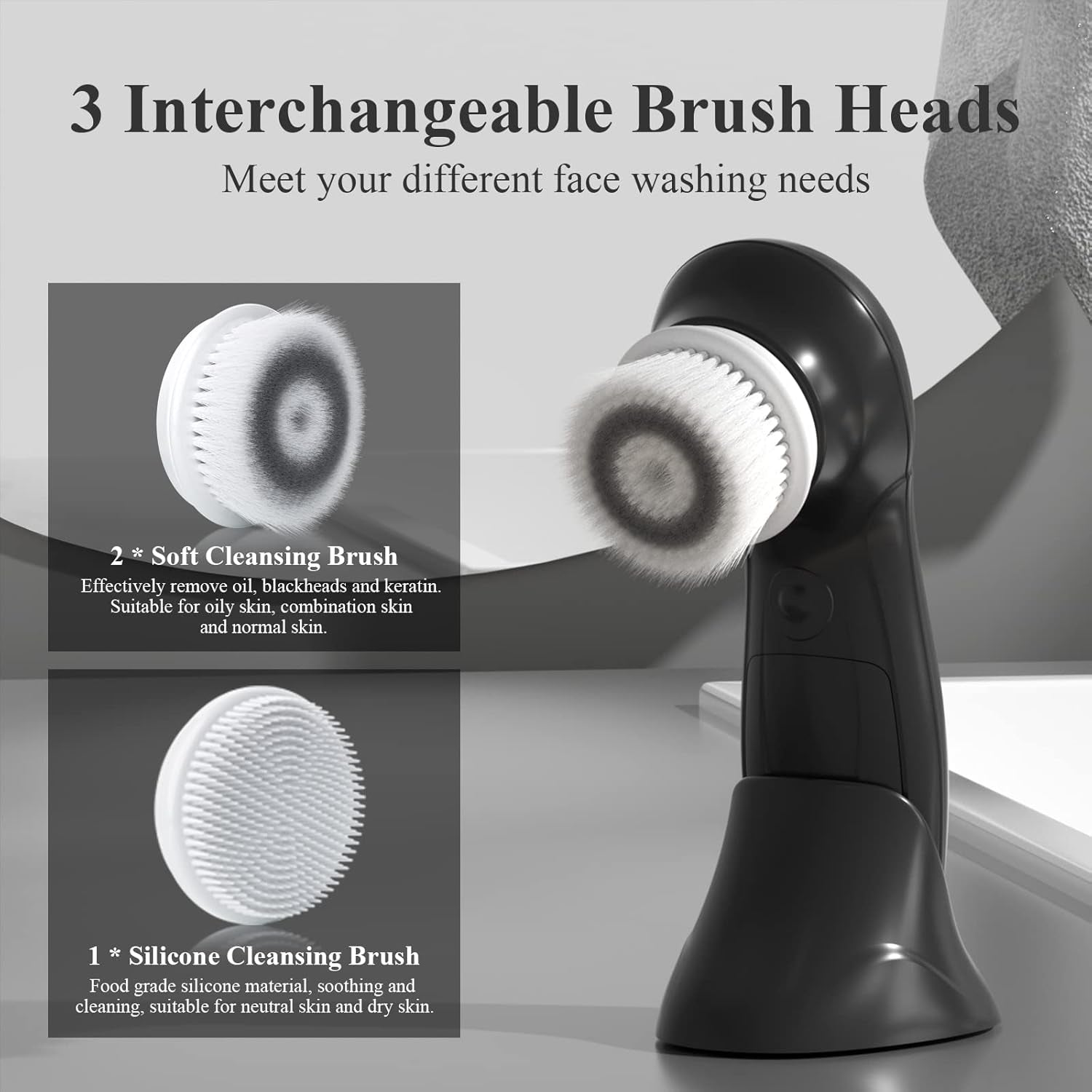 Touchbeauty Facial Cleansing Brush with Advanced PBT Bristles Spin Brush & Stand | Dual Speed Waterproof