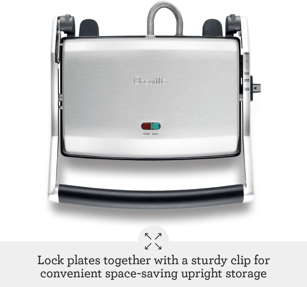 Breville Panini Press, Duo 1500-Watt Nonstick, Brushed Stainless Steel